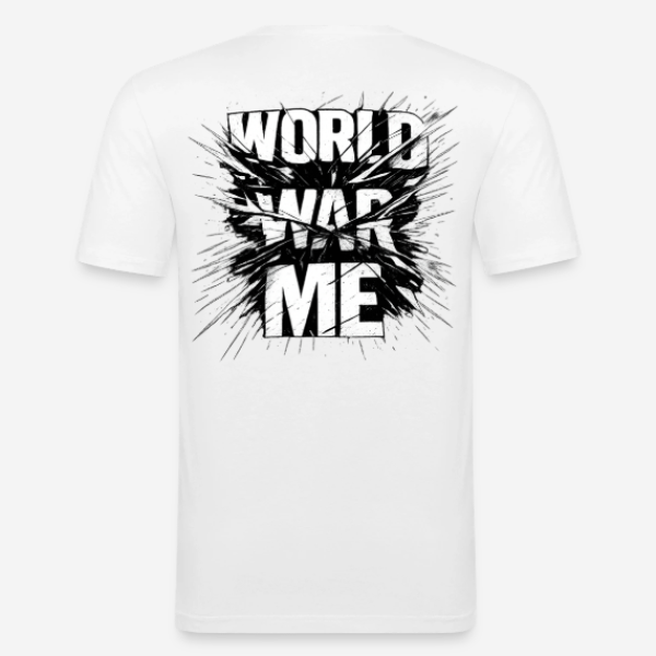 WORLD WAR ME Slim Fit T-Shirt in weiß mit Rückendruck